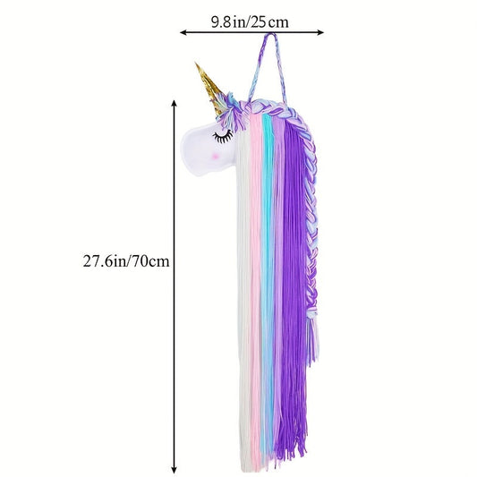 Magical Unicorn Bow Hairband and Wall Decor Set for Girls - Adorable Hair Accessory Holder for Youngsters, Ideal for Nursery and Bedroom Décor