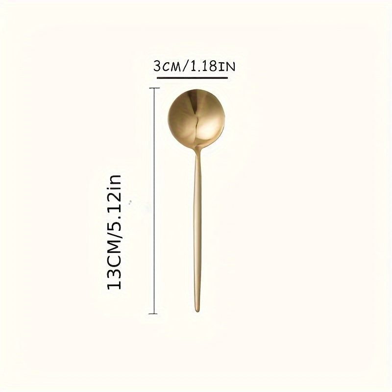 Set of 2/4/6 Golden Coffee Spoons made of stainless steel, perfect for home or dining use, dishwasher safe, 12.95 cm long.