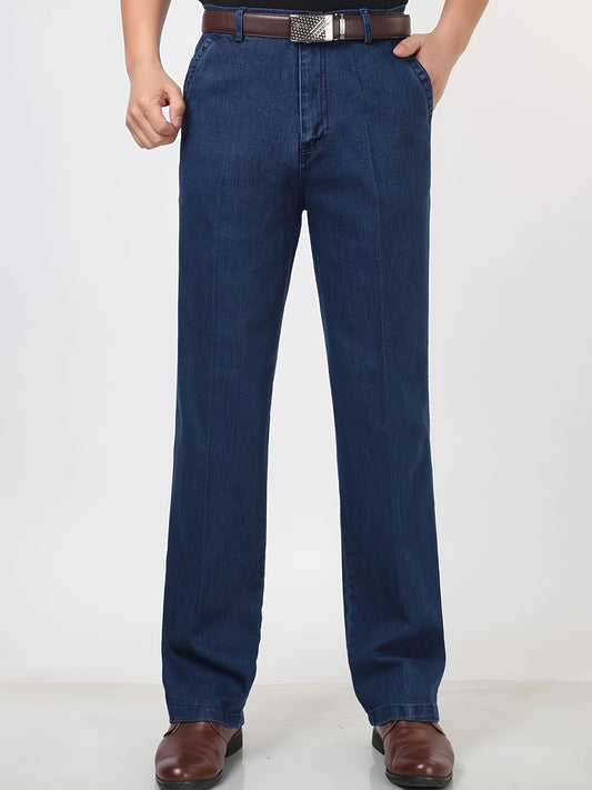 Men's casual washed denim trousers with pockets, ideal for summer outdoor activities.