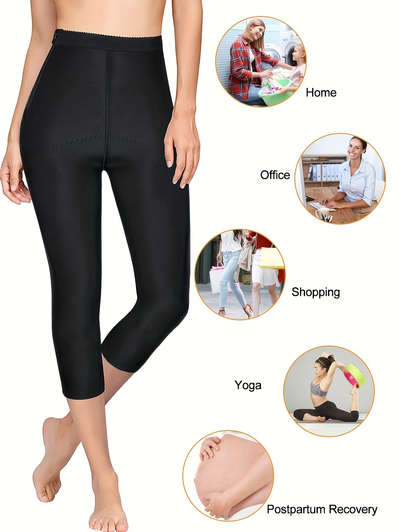 High waist capris with tummy control and butt lifting features, Women's shapewear.