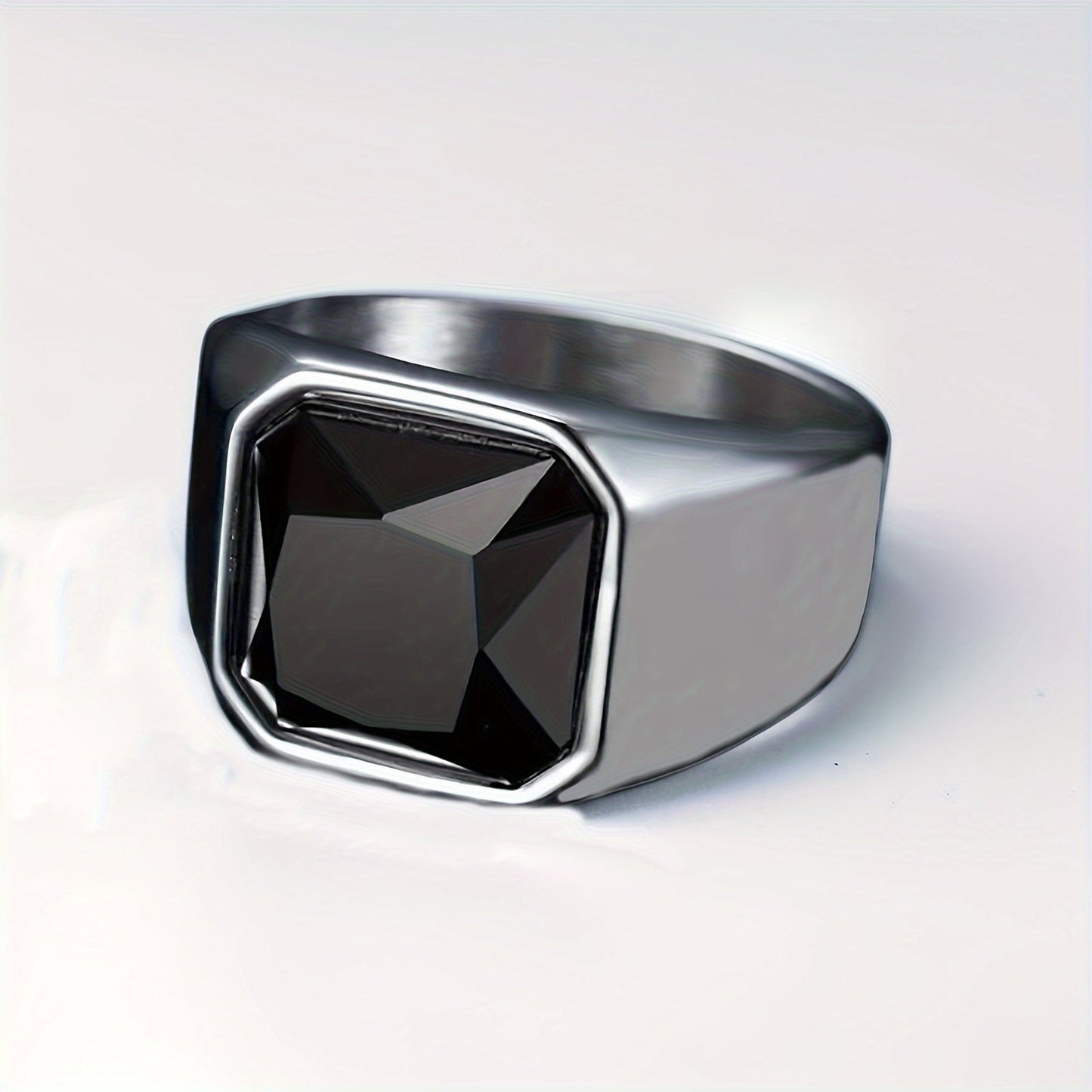 Stylish Stainless Steel Ring with Synthetic Zirconia - May Birthstone for Men and Women. Perfect for Parties, Banquets, or as a Valentine's Day Gift. From our Summer Collection, this Plated Fashion Jewelry adds a touch of elegance to any outfit.