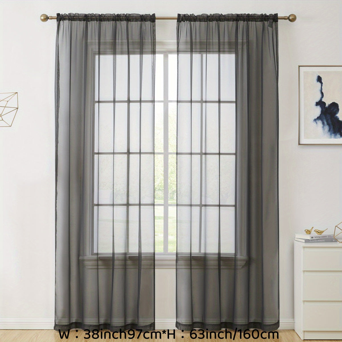 Enhance your decor with these elegant sheer voile curtain panels. Made of semi-transparent polyester, they feature a rod pocket design for easy hanging in your kitchen, bedroom, or living room. Create a romantic ambiance with these beautiful curtains.