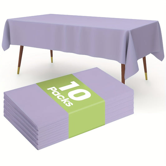 Pack of 10 Disposable Plastic Tablecloths - Waterproof Rectangular Covers for Indoor & Outdoor Events, Perfect for Picnics, Birthdays, Graduations, Bridal & Baby Showers - 137.16 x 274.32 cm - Fits Any Table Shape