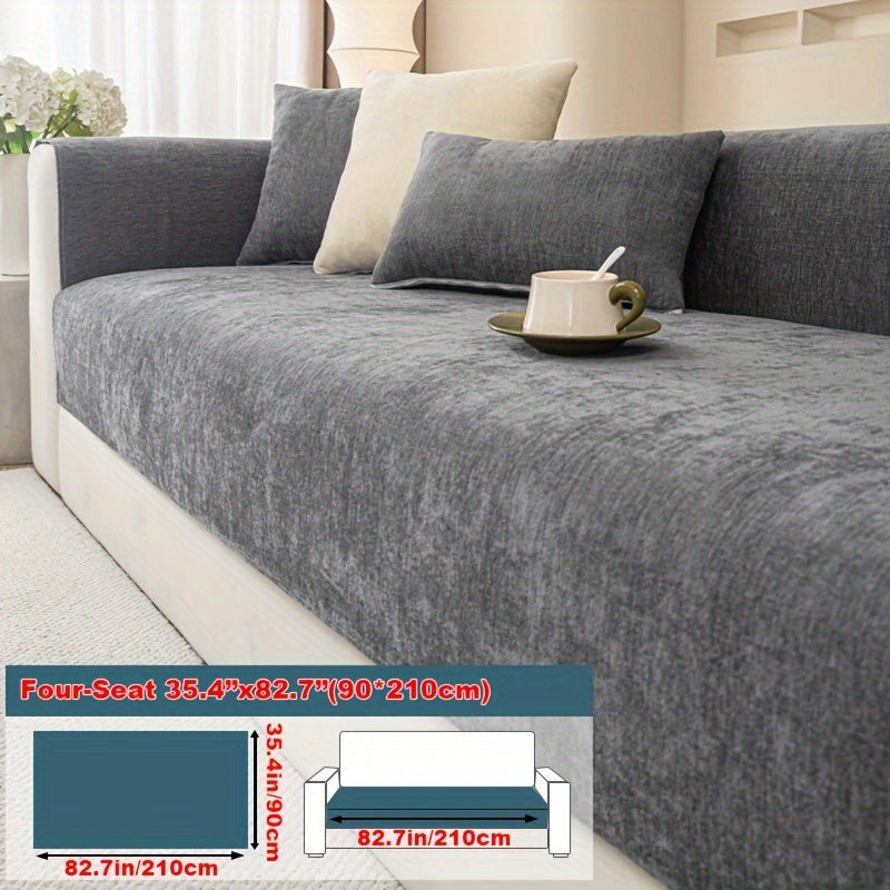 Chenille Sofa Cover suitable for armchairs to 4-seater sofas, pet-friendly, non-slip, machine washable - 1pc.