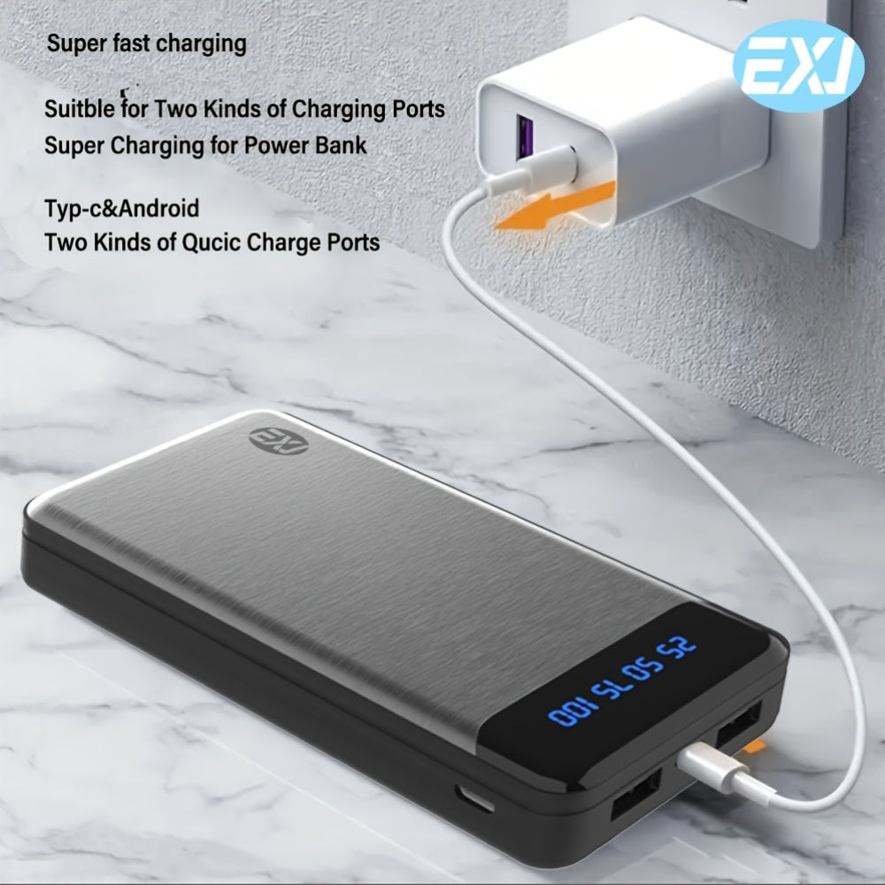 EXJ Power Bank с емкостью 20000Mah/10000Mah, быстрой зарядкой, цифровым дисплеем и совместимостью с моделями iPhone 13-16, iPad, Google, Samsung, Apple, LG и Huawei.