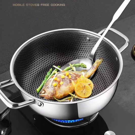 Set of 2-4 Honeycomb Non-Stick Stainless Steel Stock Pots with 2-Layer Large Capacity Steamer, Compatible with Induction Cooker & Gas Stove