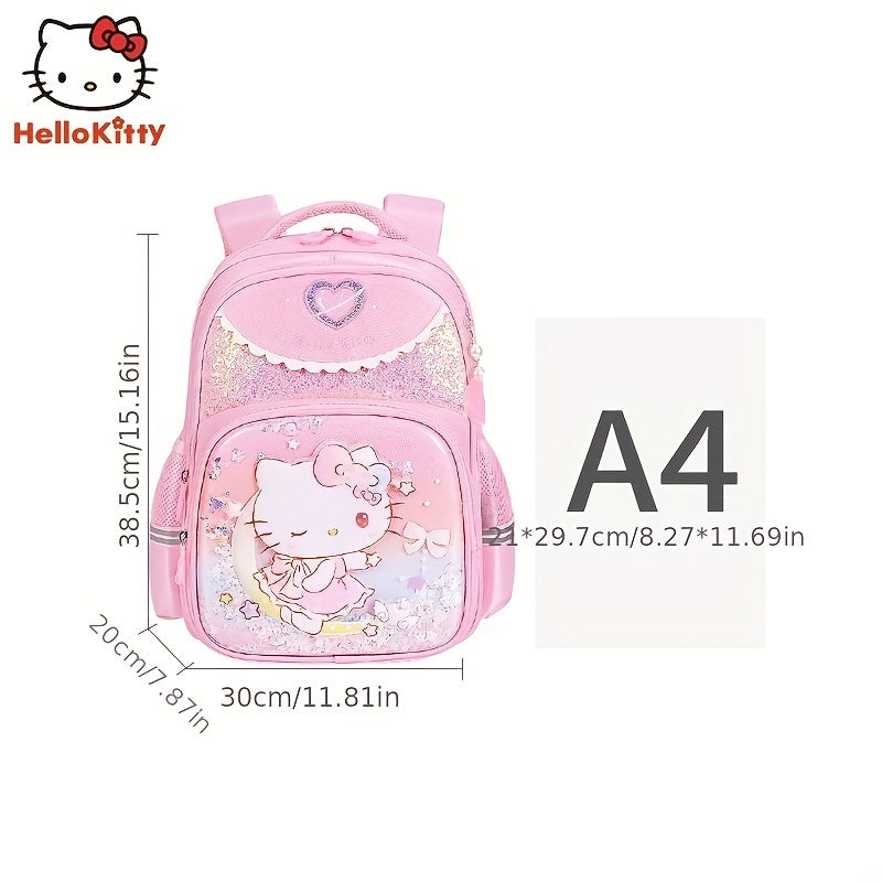 New Style HelloKitty School Bag for Primary School Girls, Lightweight and Perfect for Three Youngsters in Second and First Grade, Hello Kitty Youngsters Backpack