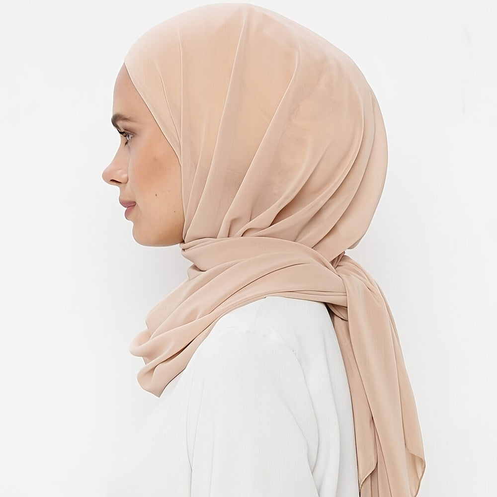 Chic chiffon instant hijab with built-in undercap for women's outdoor wear.