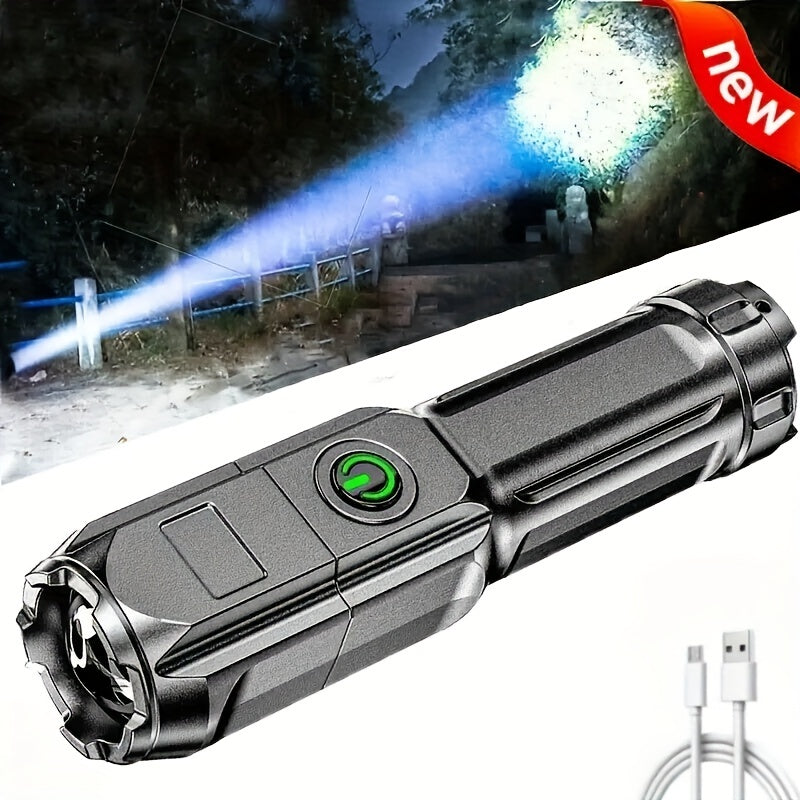 Portable telescopic flashlight with powerful zoom capabilities for outdoor and home use.