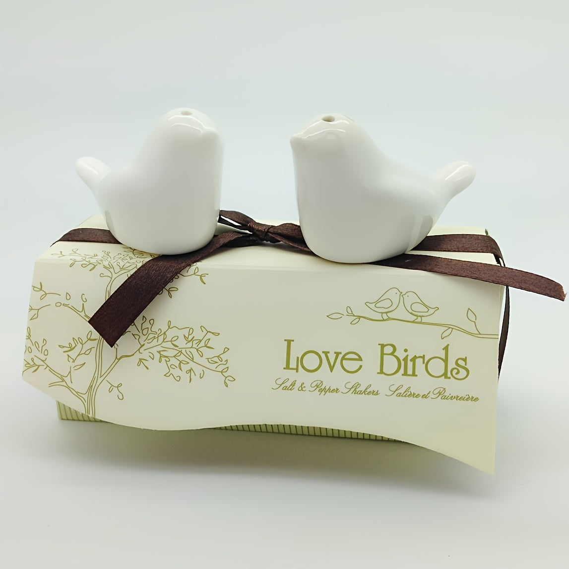 Set of 12 Love Birds Ceramic Salt and Pepper Shakers - Perfect Wedding Gift, Beautiful Tabletop Decor for Seasoning