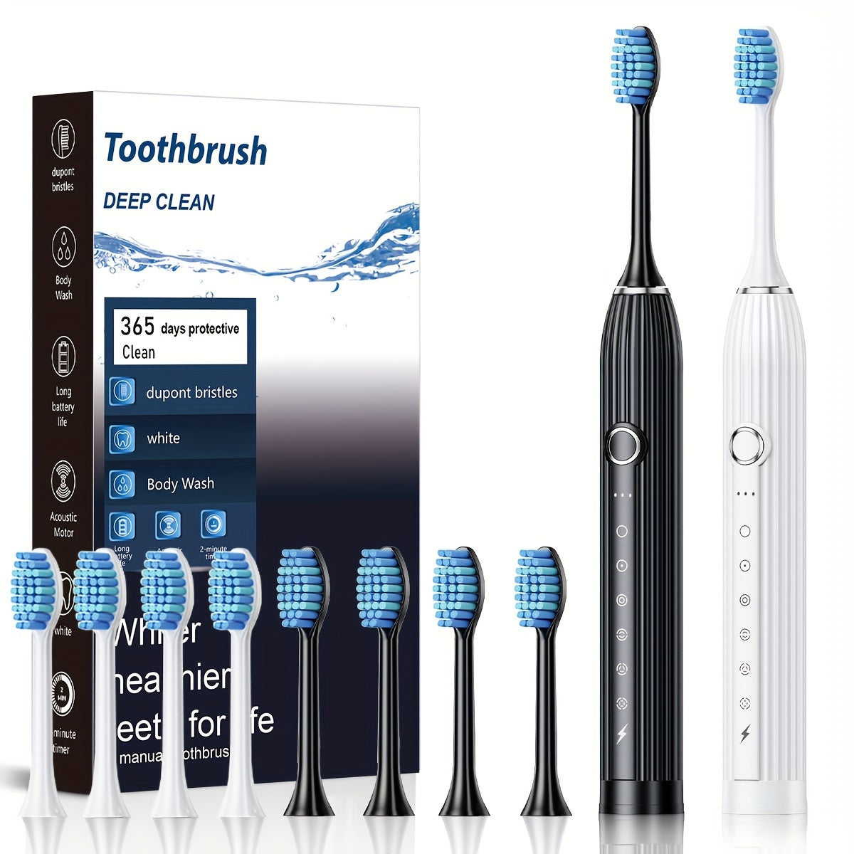 Combo set with rechargeable electric toothbrush and water flosser, USB charging, soft bristles, deep clean oral care.