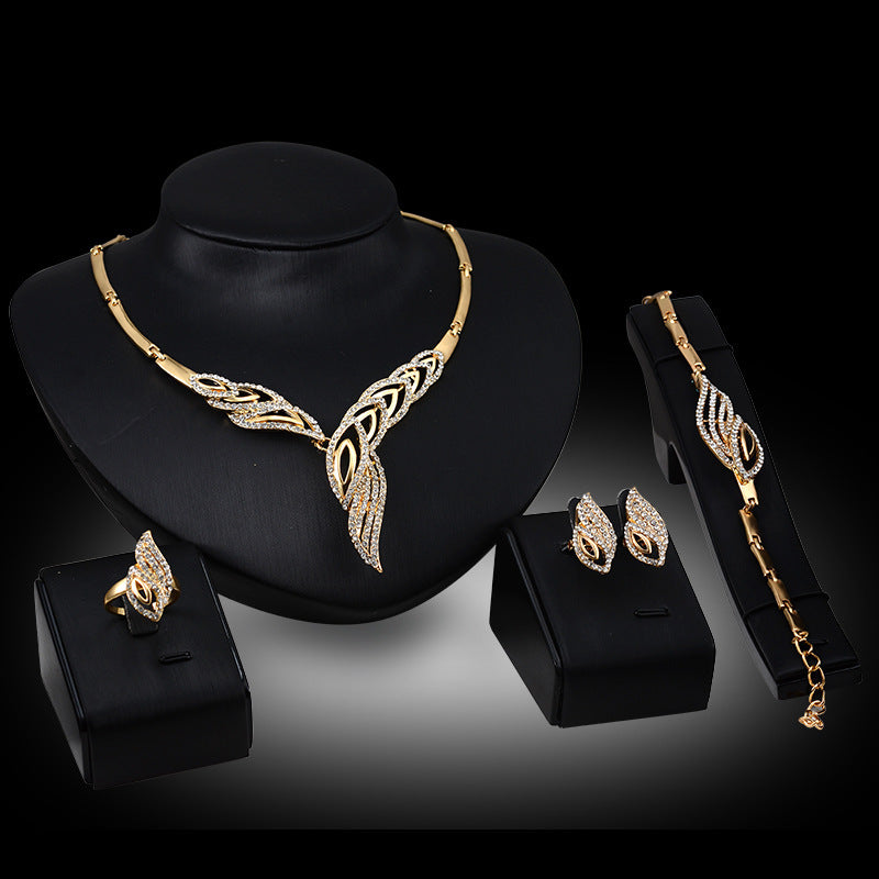 Set of exaggerated leaf jewelry for women's wedding decoration