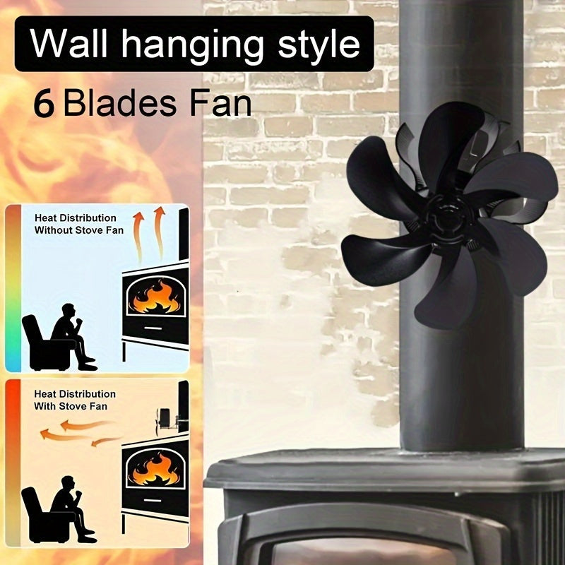 Upgrade your wood/log burner with the 6-Blade Heat Powered Stove Fan. This quiet, high-speed chimney fireplace fan is wall-mountable and designed to increase heat distribution. Enjoy the benefits of low noise and stove top protection with this improved