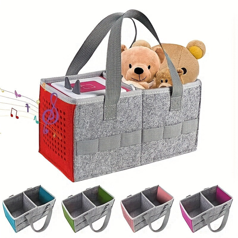 Foldable carrying box for Tonies Toniebox Starter Set with a dust-proof outdoor travel felt cloth case and storage bag.