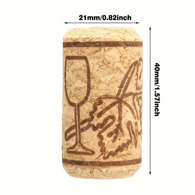 100 Premium natural wine corks with engraved designs for homemade wine sealing and preservation - perfect for holidays.