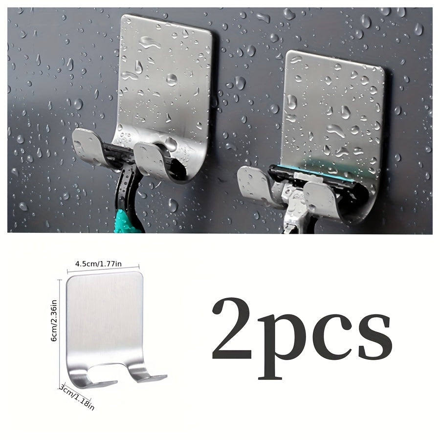 Waterproof self-adhesive razor holder hooks - ideal for bathroom and kitchen organization, can hold shavers, towels, and accessories.