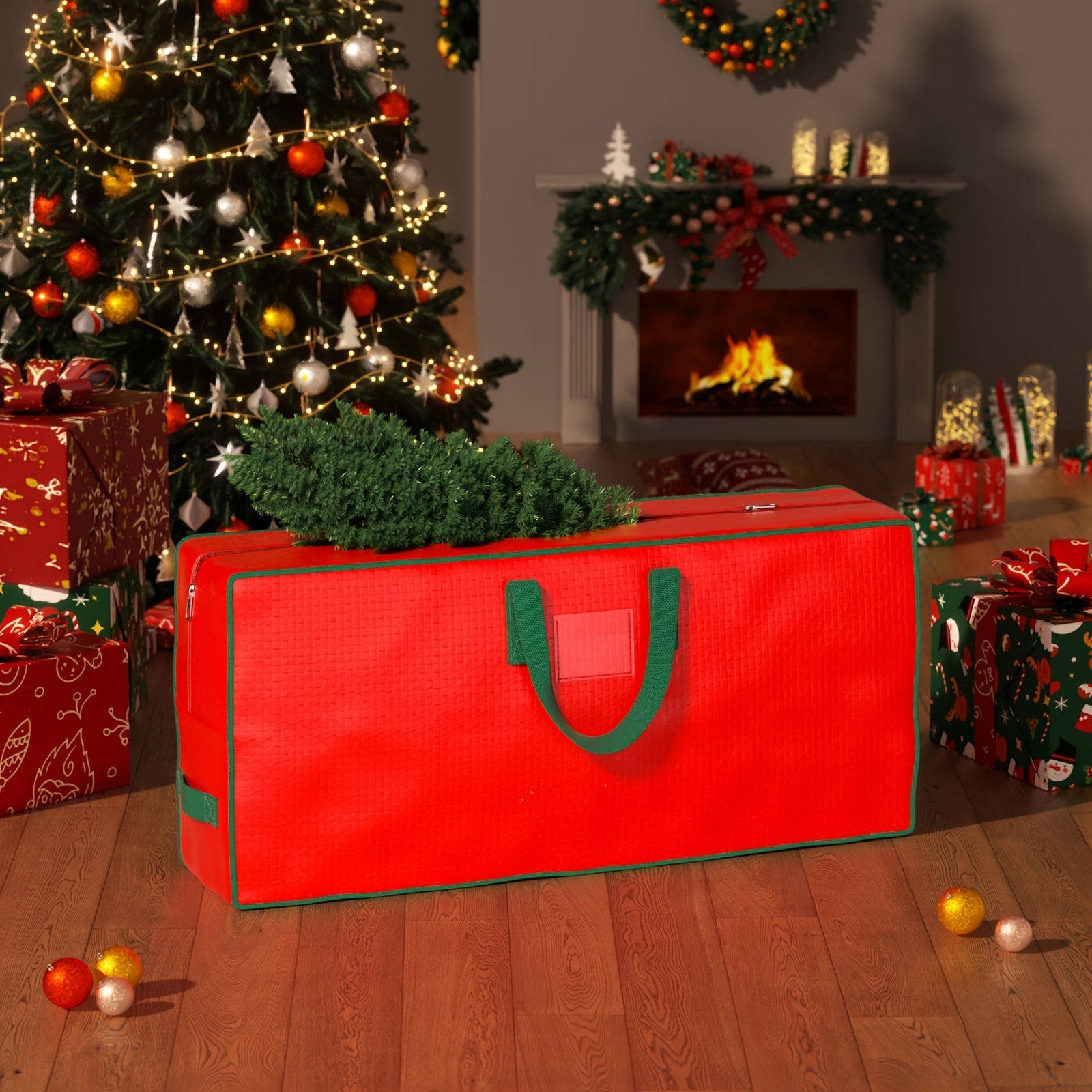 Multi-functional Large Foldable Storage Bag with Two Handles - Ideal for Storing Christmas Trees, Presents, Clothing, Blankets & Toys