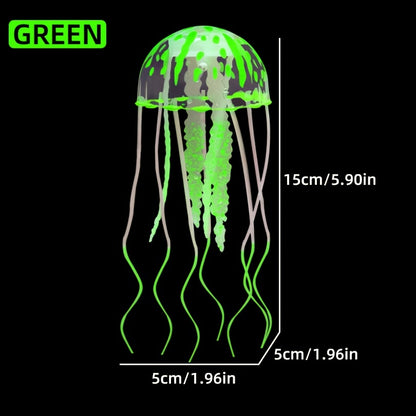 Artificial silicone jellyfish ornament for aquarium tank simulation.