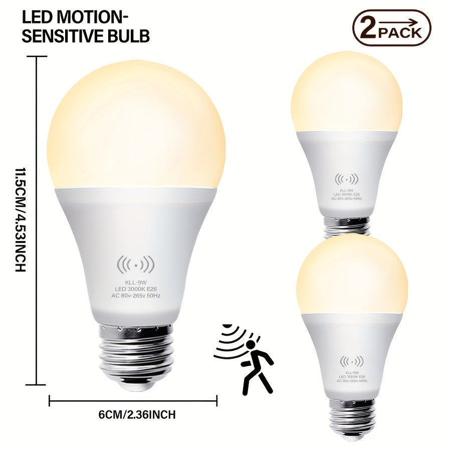 2/5 PK Kasotile 9W A19 Motion Sensor Light Bulbs with automatic dusk to dawn activation, available in Daylight (3000K) and Warm White (6000K) E26.