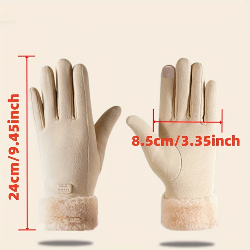 Stay warm and stylish this winter with a pair of CarrKen women's casual gloves. Made from polyester fiber, these gloves feature a solid pattern and are windproof and water-resistant. They are also touchscreen compatible, making them perfect for outdoor