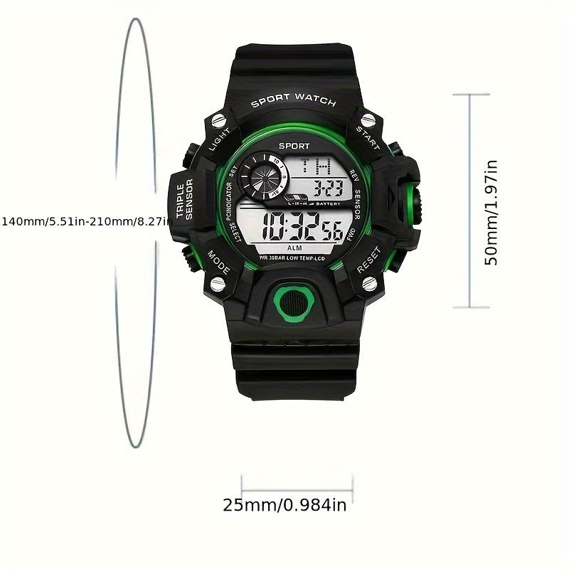 Multi-functional sports watch with electronic features for students, featuring night light, waterproof design, and alarm clock - perfect for teenagers