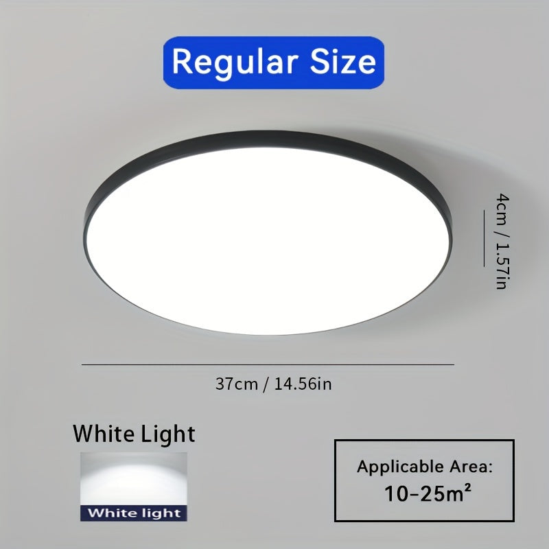 Modern 14.5-Inch Black LED Ceiling Light, 36W, Semi-Flush Mount, Ideal for Various Rooms - Includes Light Source, Easy Installation