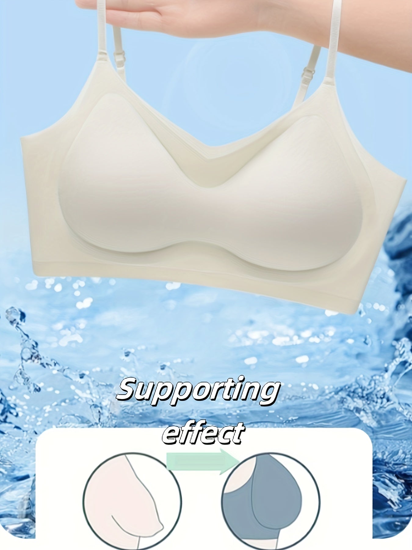 Comfortable wireless cami bra for women with push-up, full coverage, and removable pads, made of nylon/elastane blend, perfect for casual wear.