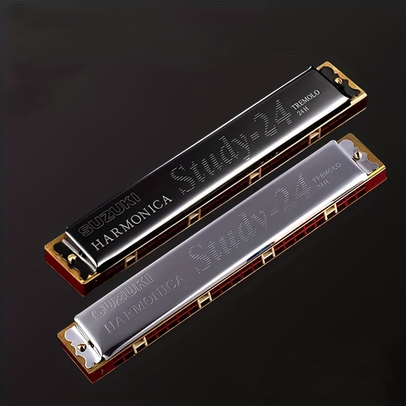 24-hole double tone C key professional Suzuki harmonica选拥有专业性能，适用于成年初学者和学生演奏。