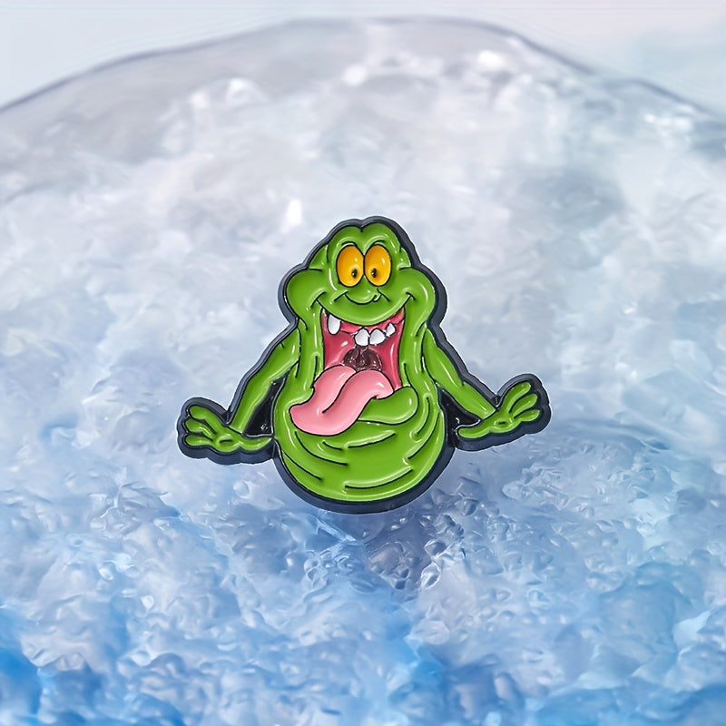 Set of 4 Cartoon Badges featuring Adorable Green Monsters - Made of Alloy, Cute Cartoon Design, Animal-Shaped Jewelry Brooches for Fashionable Friends and Family. Perfect for Holiday Clothing Accessories.