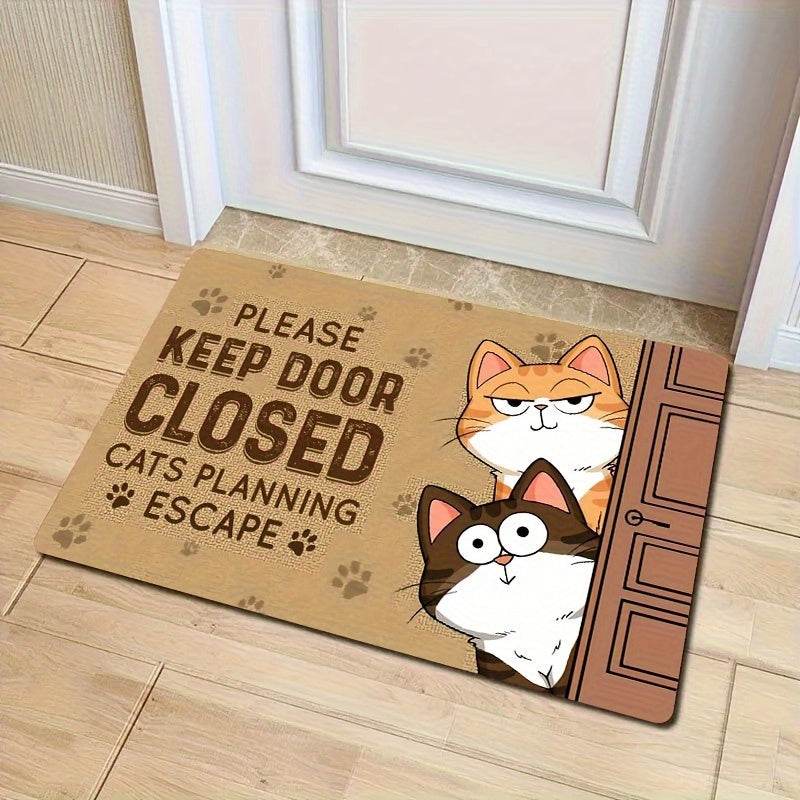 Welcome guests with a delightful cat-themed doormat - Made of anti-slip, stain-resistant polyester material, easy to clean in the washing machine, ideal for indoor home decor