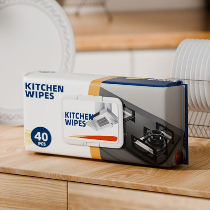 40 Household Kitchen Cleaning Wipes perfect for removing oil and dirt - Multipurpose towels for cleaning living room, kitchen, walls, floors, and furniture, with multi-effect cleaning capabilities.