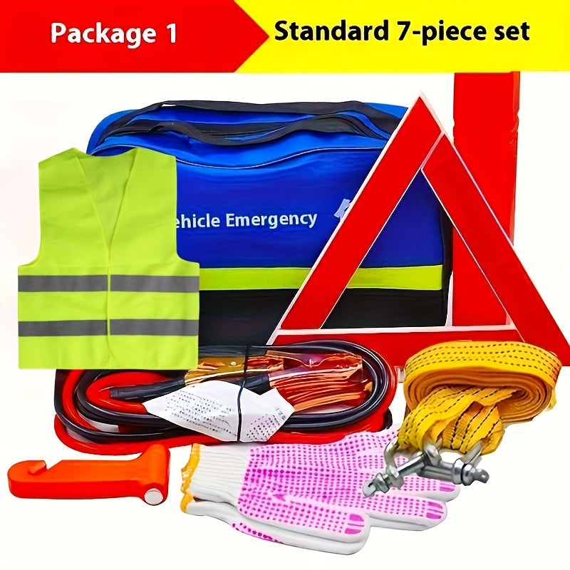 Portable car emergency rescue tool kit with multifunctional capabilities.