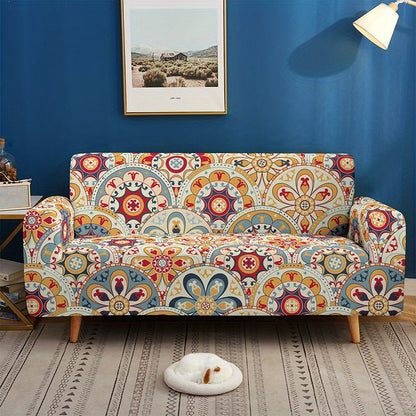 Bohemian-inspired milk printed sofa slipcover for home decor, protects furniture in bedroom, office, or living room. Non-slip design.