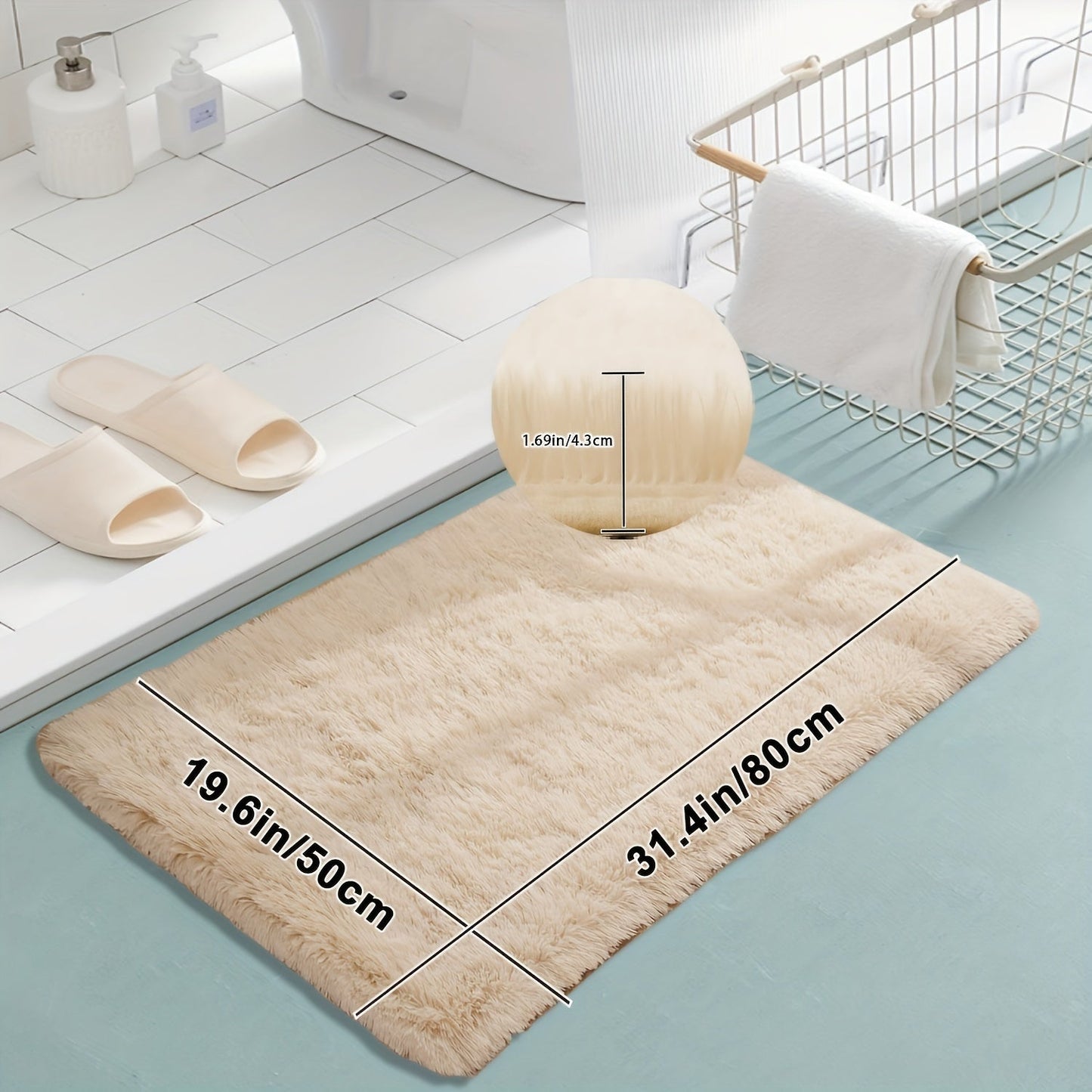 Soft Plush Bath Mat, 1 Piece, Non-Slip and Absorbent, Made of Ultrafine Fiber with Thick Anti-Slip Bath Rug, Non-Woven Backing, Rectangle Shape, Easy to Clean in Washing Machine, Low Pile Design, Polyester Material, Perfect for Bathroom Floor Decoration