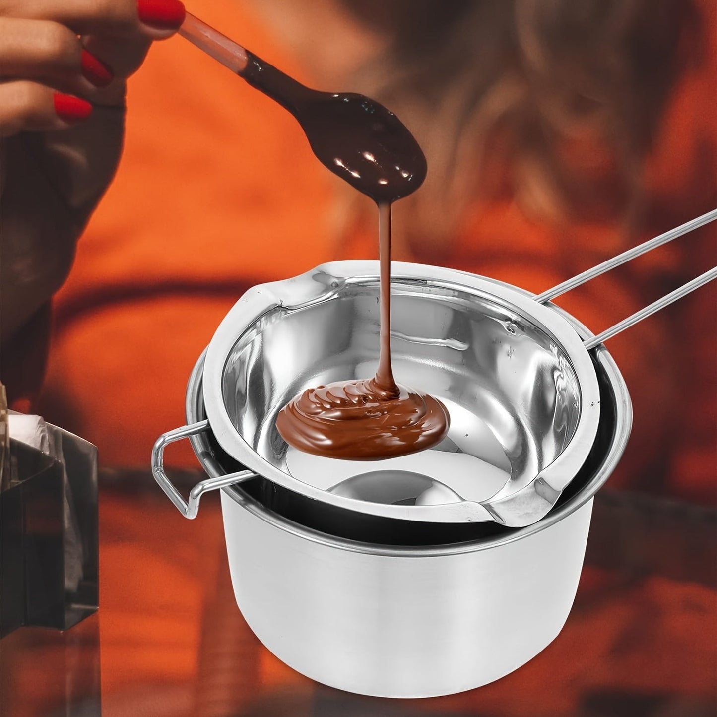 Stainless Steel Double Boiler Pot Set - Perfect for Melting Chocolate, Soap, Candle Making, and More! Heat-Proof Bowl for Easy Melting of Various Ingredients. Ideal for Chocolate, Butter, Cheese, Caramel, Candy, and Wax Melting.