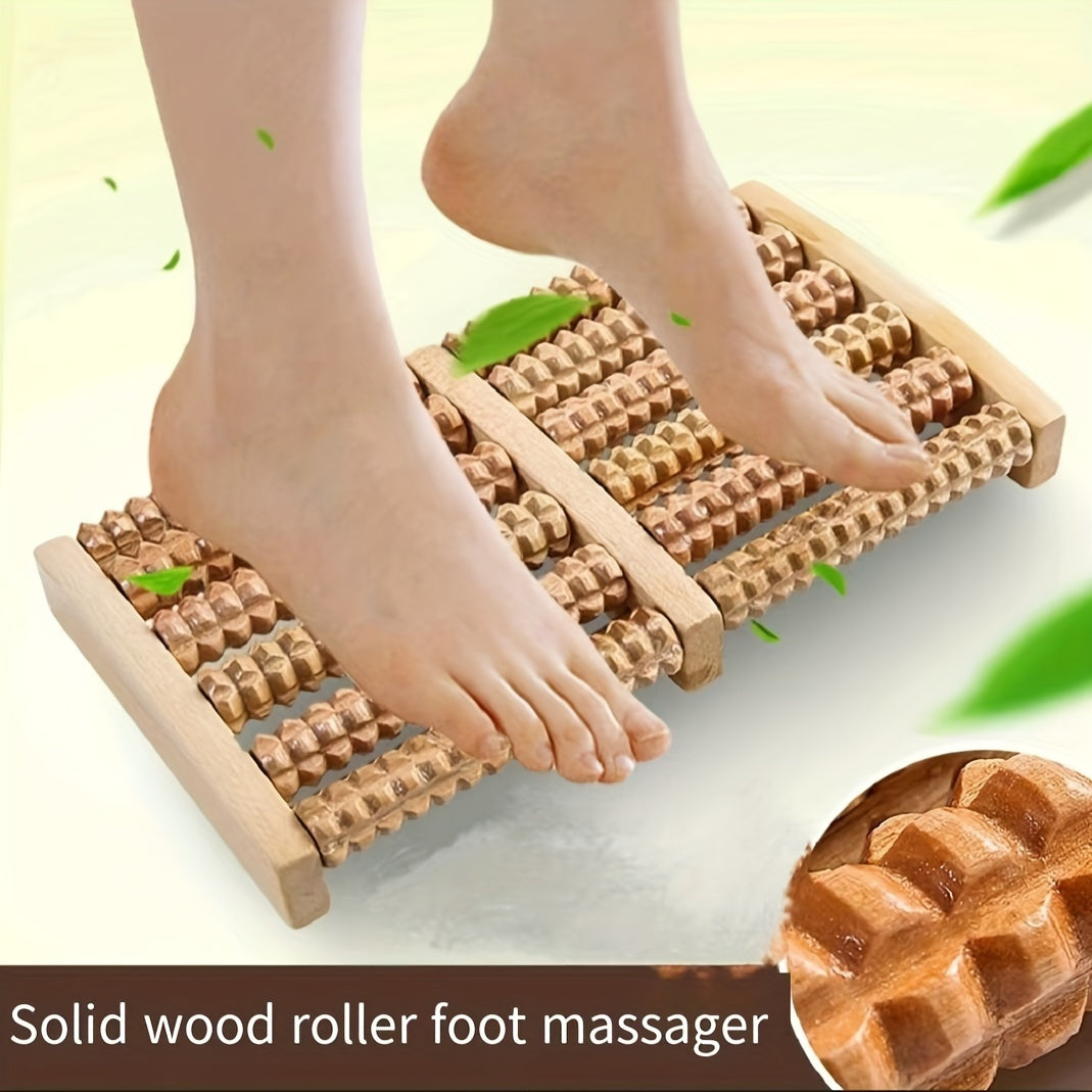 1pc Dual-Direction Wooden Foot Roller - Meridian Massager for Fatigue Relief & Relaxation at Home