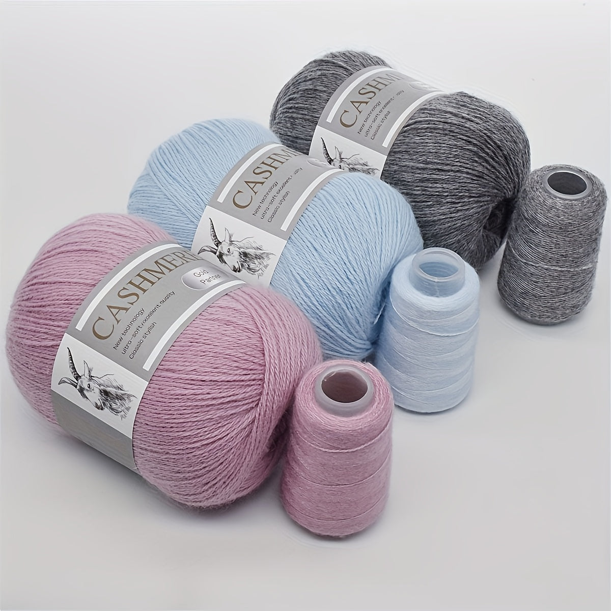 6 luxurious cashmere yarns for hand knitting and crocheting. Ideal for making sweaters, scarves, hats, shawls, cardigans, and gloves. High-quality, soft, warm, multicolored bundle in 10.58