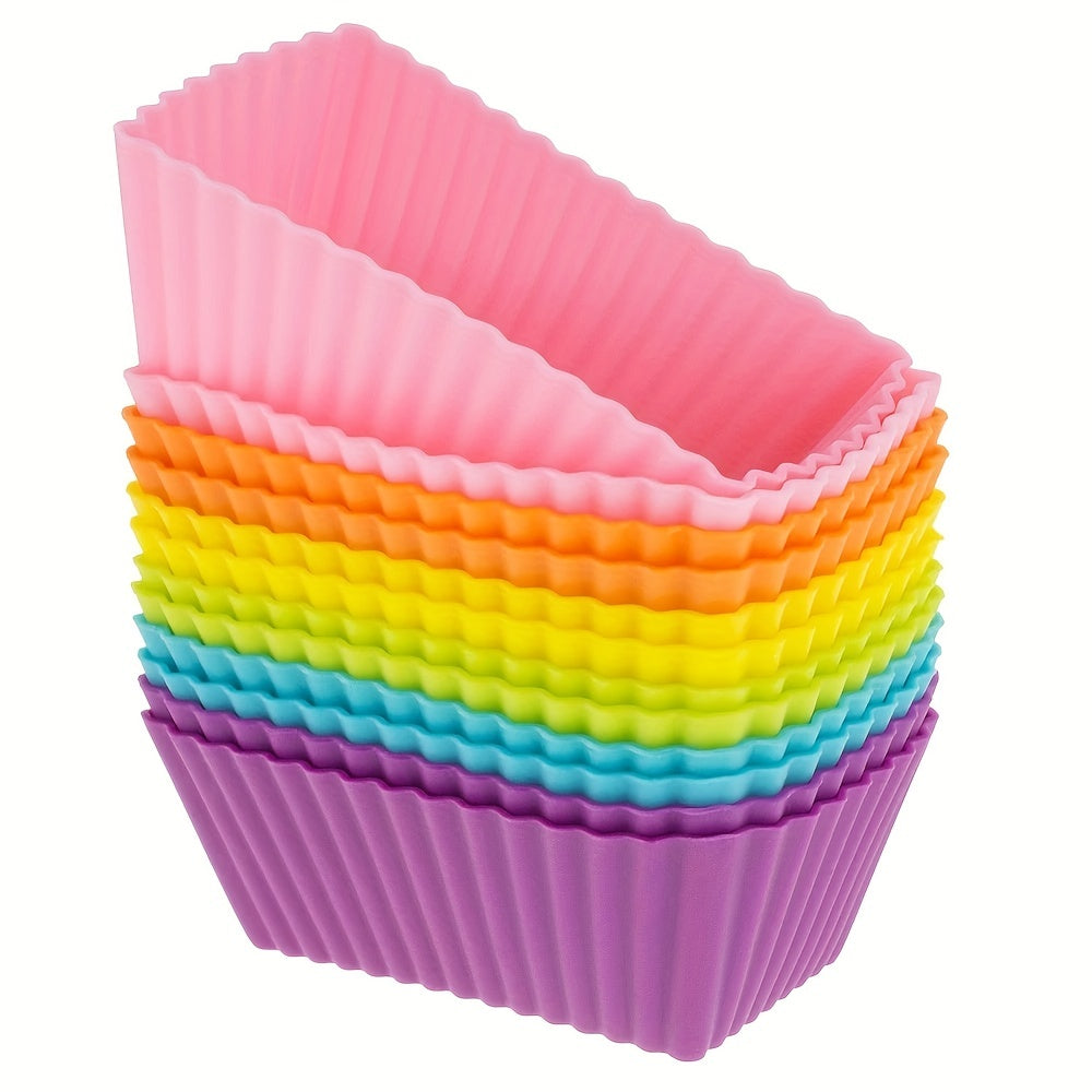 5 to 10 pieces of Silicone Rectangle Muffin Cups, Cupcake Cups, Reusable Cupcake Liners, Muffin Molds, Pudding Mold, Baking Tools, Kitchen Gadgets, and Accessories for your Home Kitchen.