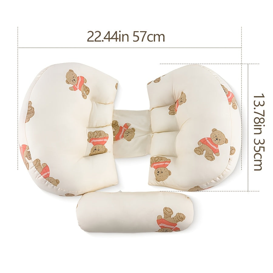 Comfortable U-shaped Pregnancy Pillow with Adjustable Side Sleeping Support and 30° Slope Design, Made of Polyester Fiber for Tummy and Back Comfort