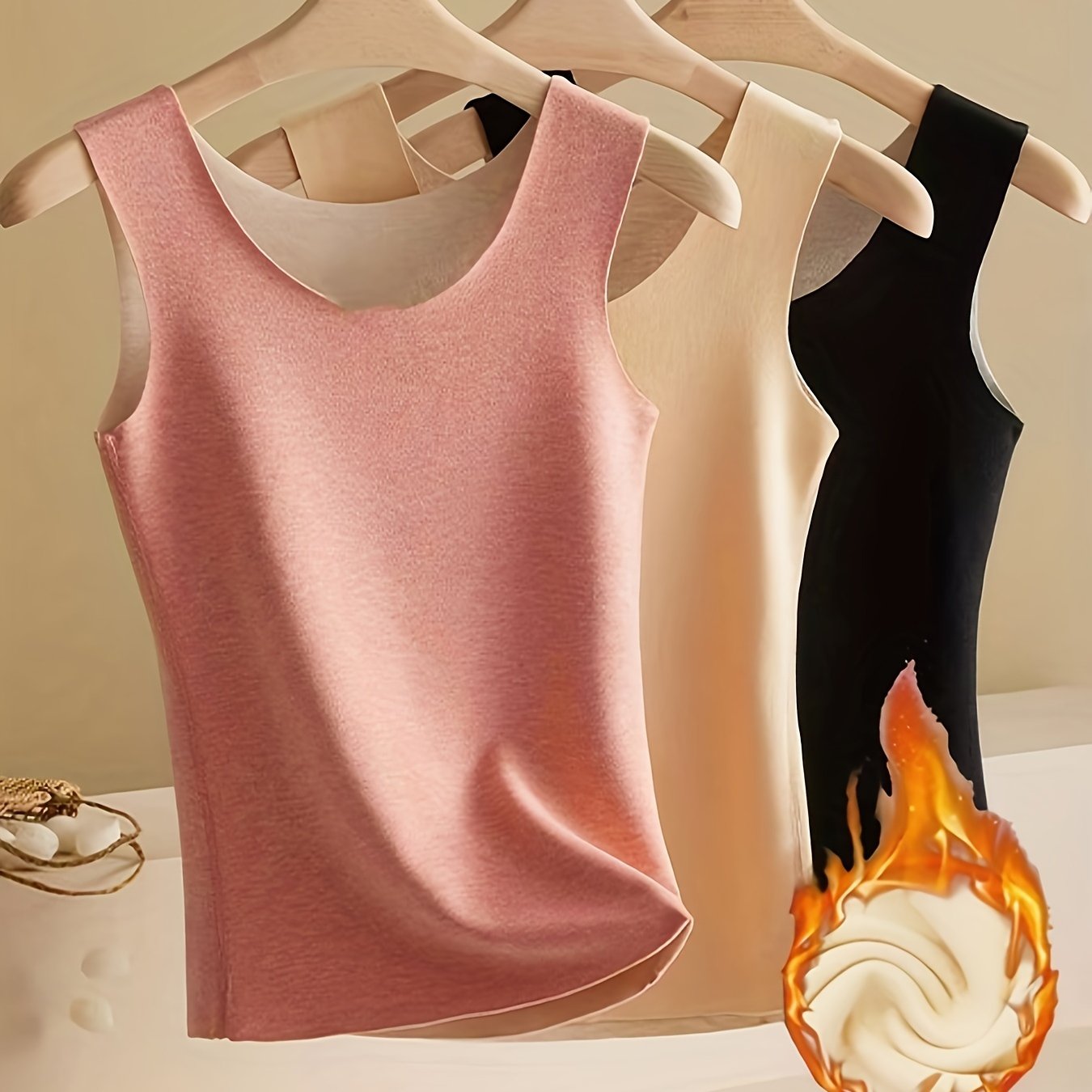 3 Seamless Thermal Underwear Sets for Women: Sleeveless, Slim Fit, Plush Top. Comfortable and Soft for Lingerie and Sleepwear.