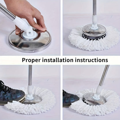 Set of 5 Spin Mop Replacement Heads, Round Standard Size Microfiber Refills, Easily Cleaned Hurricane Rotating Mop Head