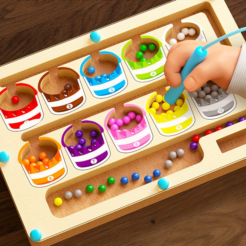 Wooden Magnetic Bead Maze - Improves Hand-Eye Coordination & Math Skills, Educational Toy for Kids, Ideal Gift for Birthdays or Holidays