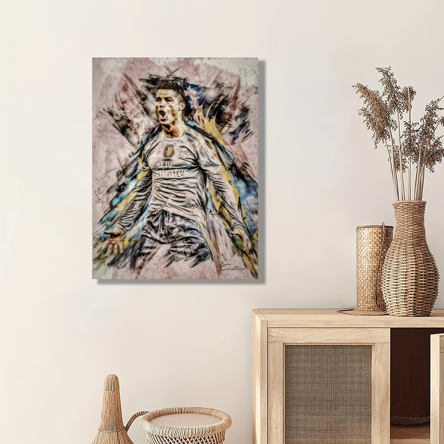 Frameless Cristiano Ronaldo canvas art for sports fans - ideal decor or gift