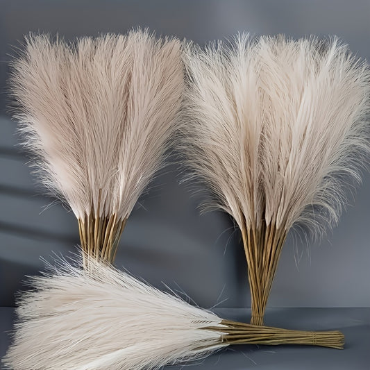 10 Mini Artificial Pampas Grass Branches for Christmas arrangements, home decor, or Mother's Day gift in white and coffee colors.