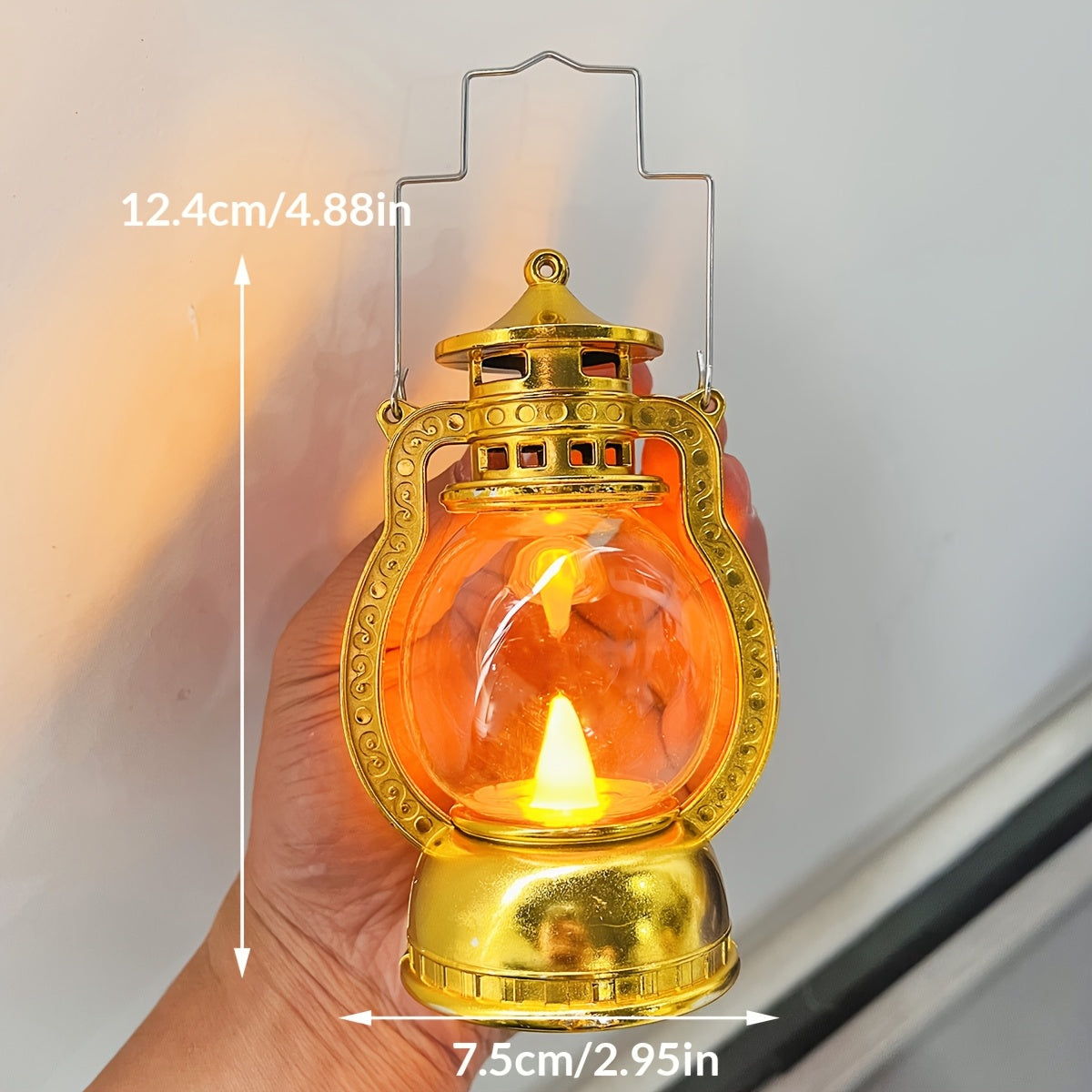 Mini LED lantern with battery included, ideal for decoration in bedroom, desk, wedding, party, or holidays. Made of plastic with faux candle light, non-rechargeable button battery included.