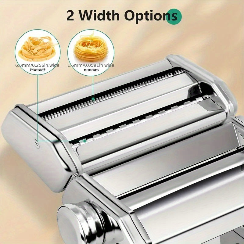 Stainless Steel Manual Noodle Maker - Perfect for Pasta and Dumplings, Compact and Versatile Design, No Batteries Required, Essential Kitchen Tool for Food Enthusiasts and Cooking Enthusiasts