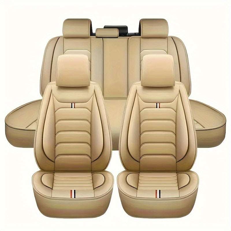 High-end 5-seat car seat cover set for SUVs and most vehicles, made of waterproof PU leather with sponge filling. Universal fit, all-season usage, easy to install, and maintenance-free.