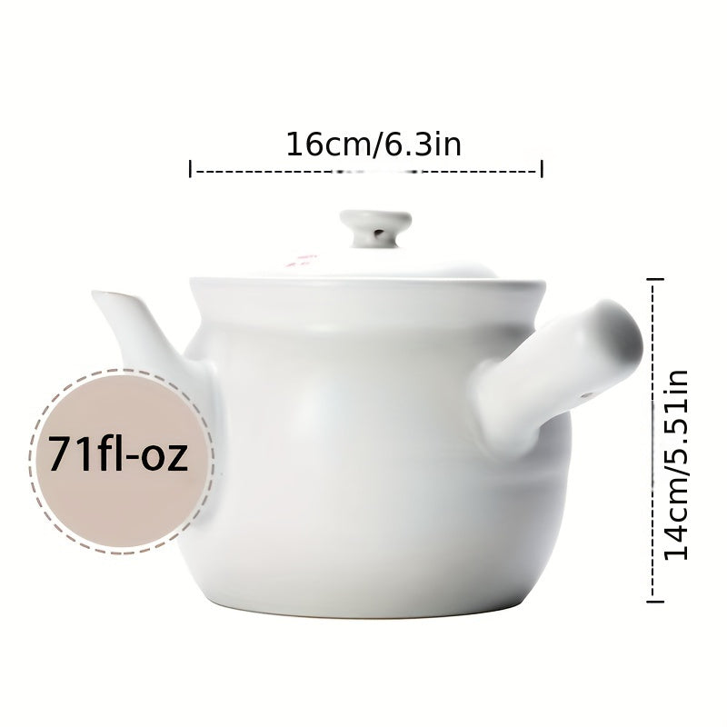 High-quality White Ceramic Medicine Cooker - 104fl.oz/71fl.oz, Compatible with Gas Stove, Perfect for Nutritious Soups & Stews