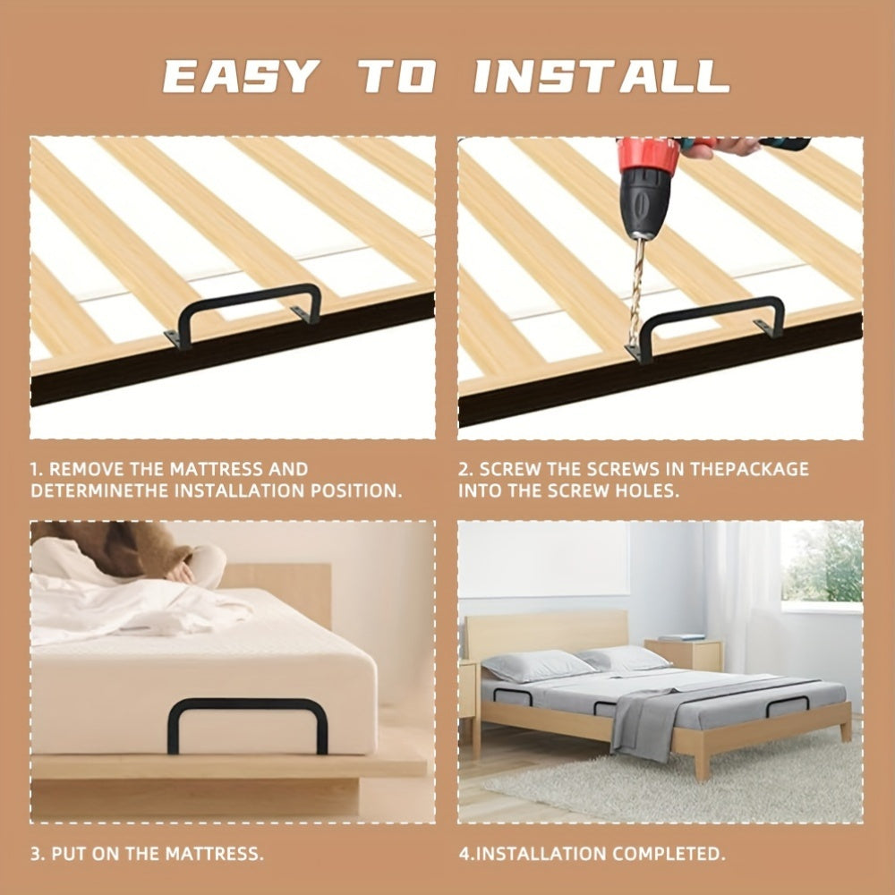 Keep your mattress securely in place with this 4-pack of metal bed frame stabilizers, designed to prevent sliding. Perfect for wooden bed frames.