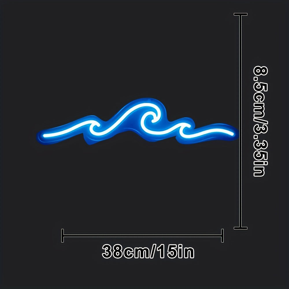 Get the Chu Jing Blue Wave Neon Sign for USB-powered adjustable brightness and button-controlled lighting in any room or as a perfect gift for Christmas or birthdays. Perfect for wall decor in living rooms, bedrooms, kitchens, game rooms, hotels, and